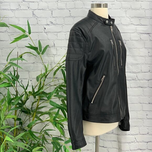 H&M Black Leather Moto Style Jacket - Picture 2 of 5